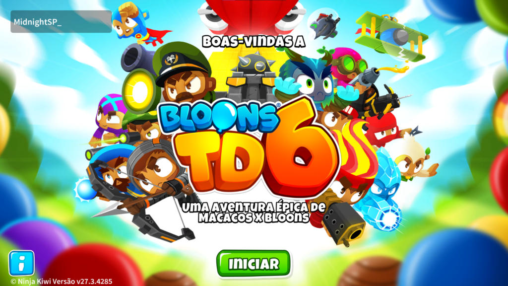 Menu do jogo Bloons Tower Defense 6