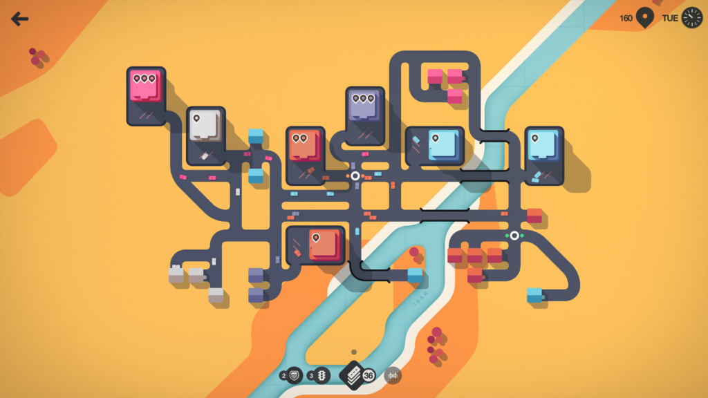 Um nível dentro do jogo Mini Motorways