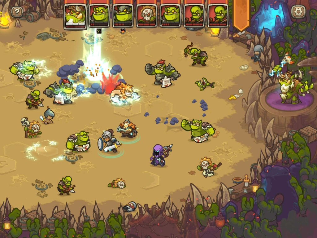 Batalha contra o boss orc, o primeiro boss do jogo Legends of Kingdom Rush