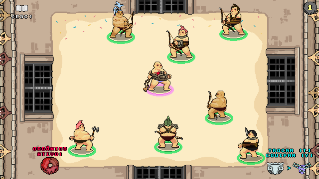 terceira arena do jogo Donut Arena, 7 inimigos ao todo e donuts normais como recompensa