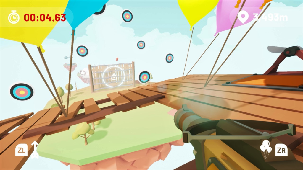 Jogador avançando em direção a uma ilha em Balloon Flight