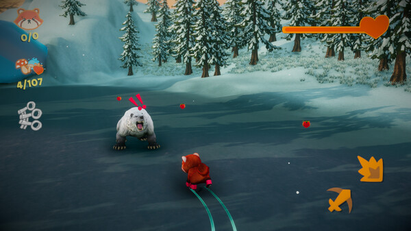 Personagem principal do jogo Sunny Grove Lutando contra um urso.